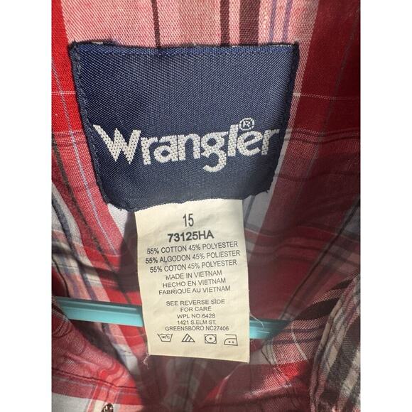 Wrangler Shirt mens size 15 (medium) Western Pearl Snap Button Short slve shirt - Picture 4 of 7